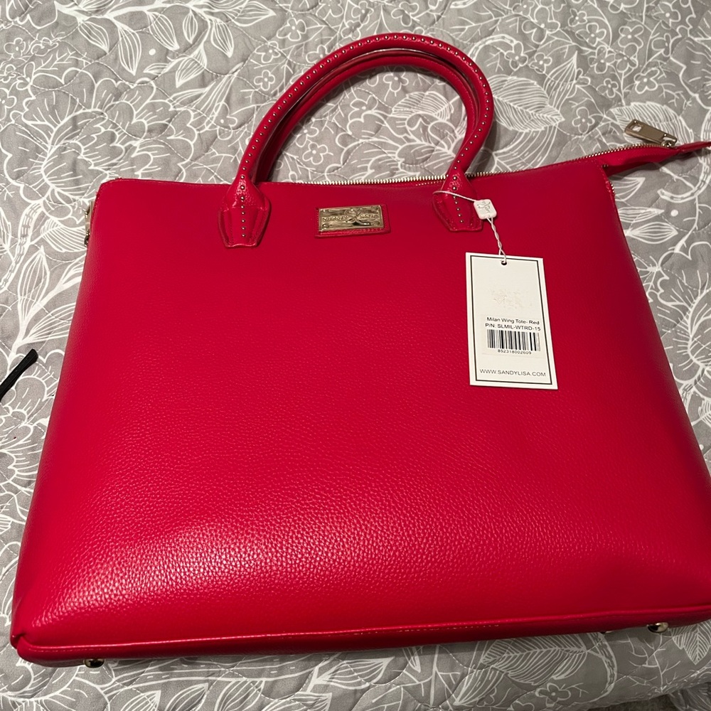 Red laptop crossbody bag with strap (new)